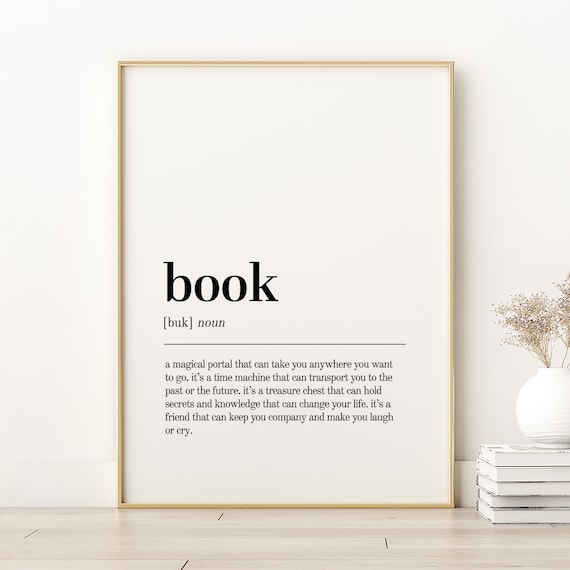 Book Definition Print Office Unique Gifts For Her Dictionary Art Instant