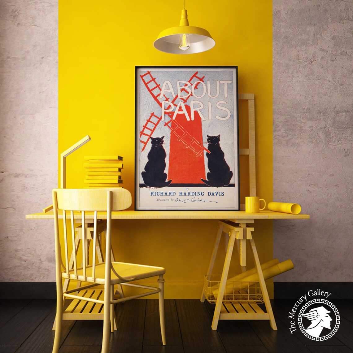 About Paris Red Windmill Two Black Cats Richard Harding Davis Art Poster - Image 5