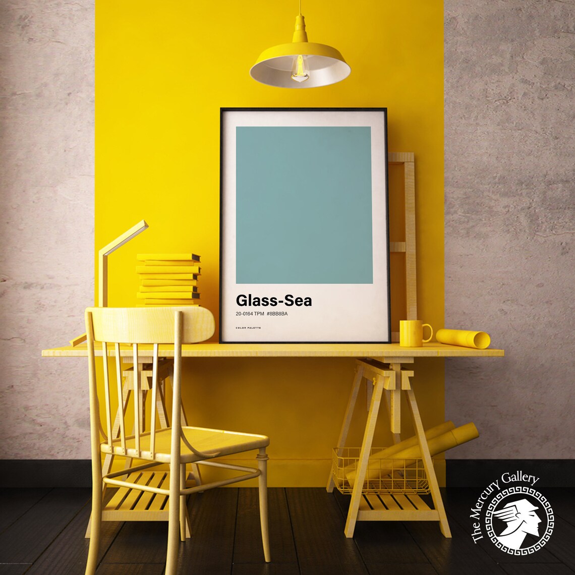 Glass Sea Color Palette Swatch Minimalist Sage Teal Coastal Wall Art Poster - Image 5
