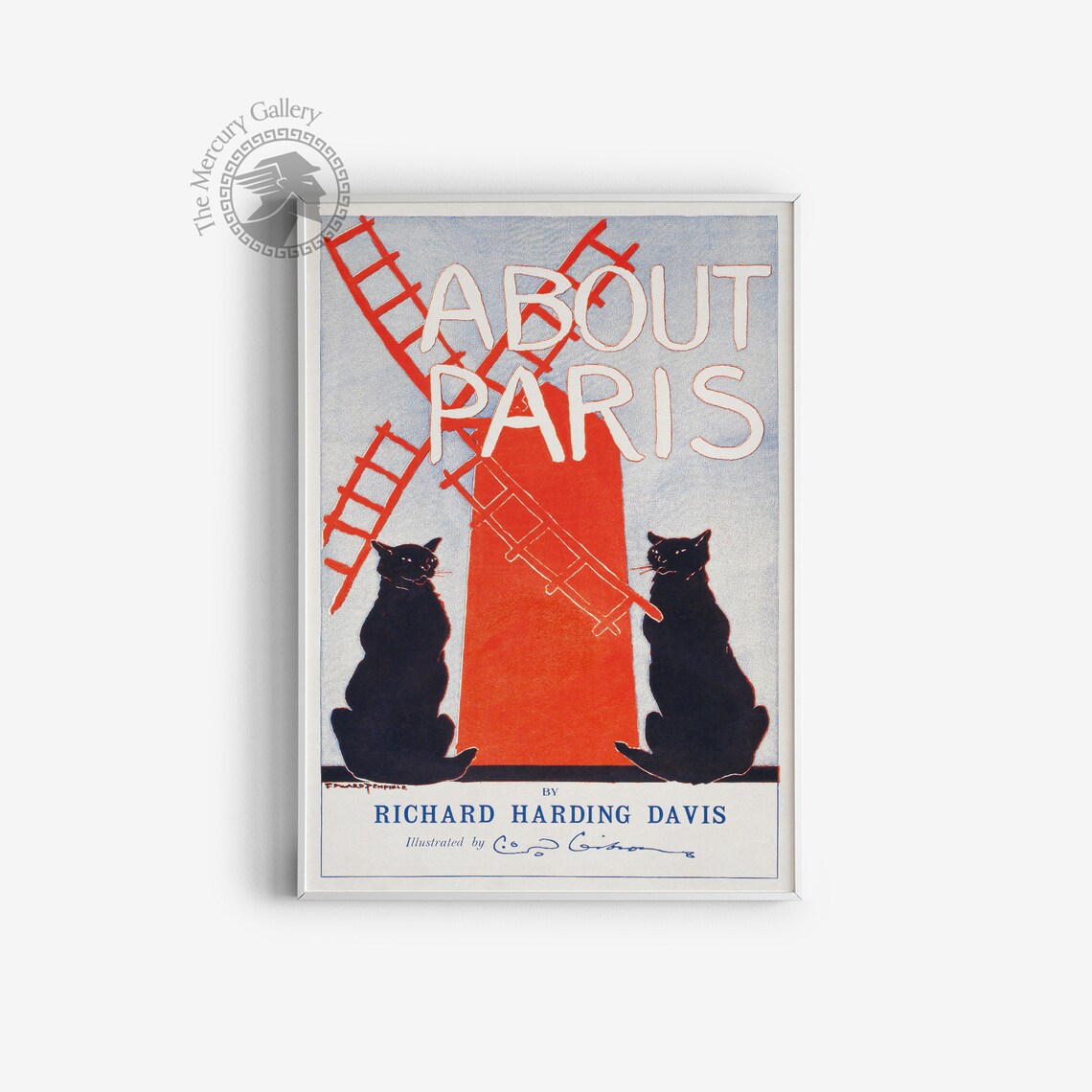 About Paris Red Windmill Two Black Cats Richard Harding Davis Art Poster - Image 3