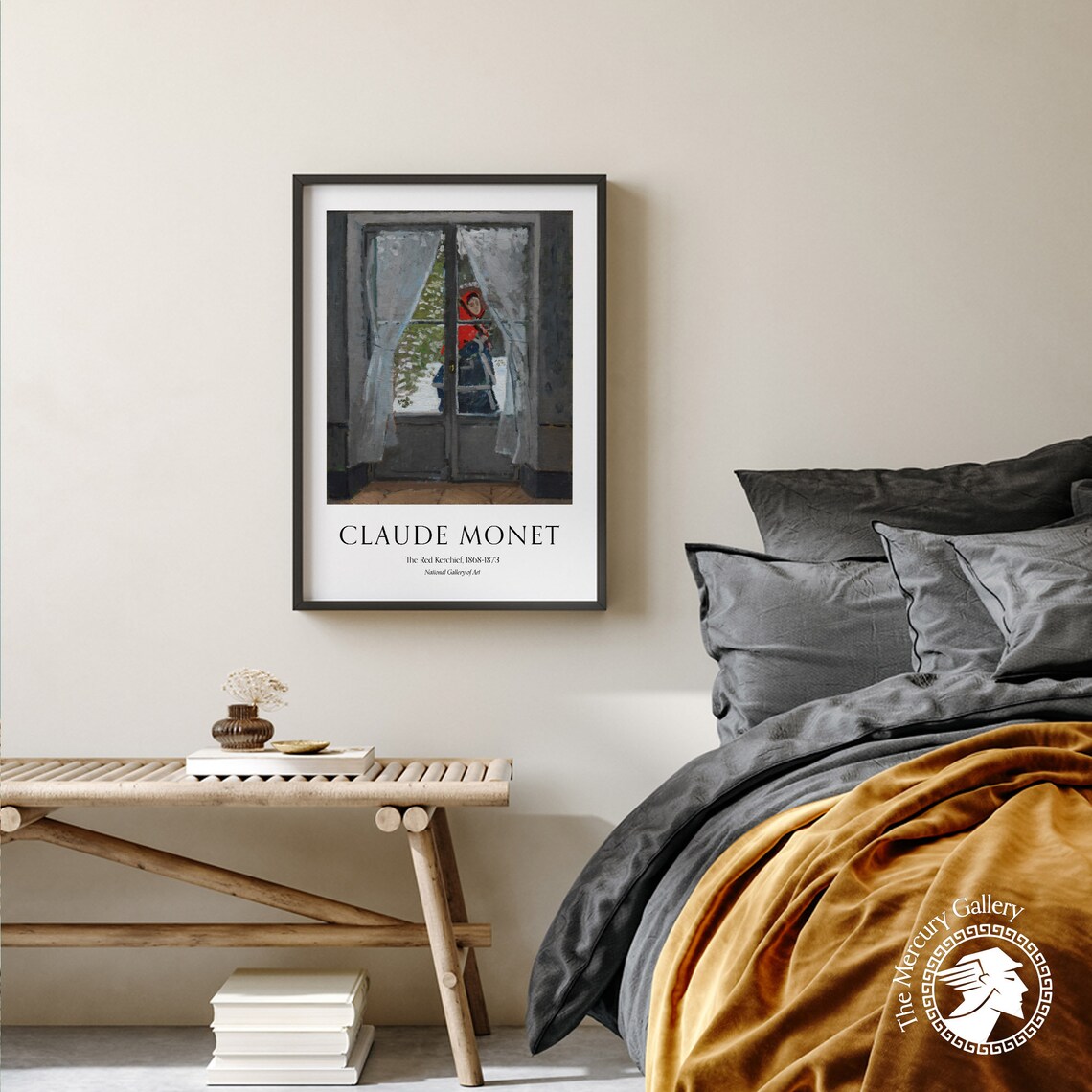 Claude Monet The Red Kerchief Vintage Portrait At The Window Poster - Image 2