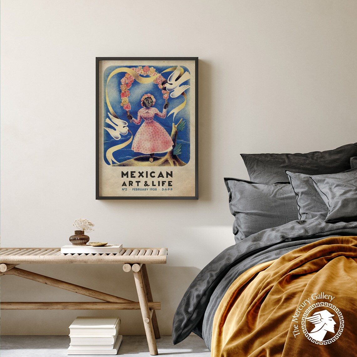 Mexican Exhibition Vintage Travel Poster, Floral Art - Image 3