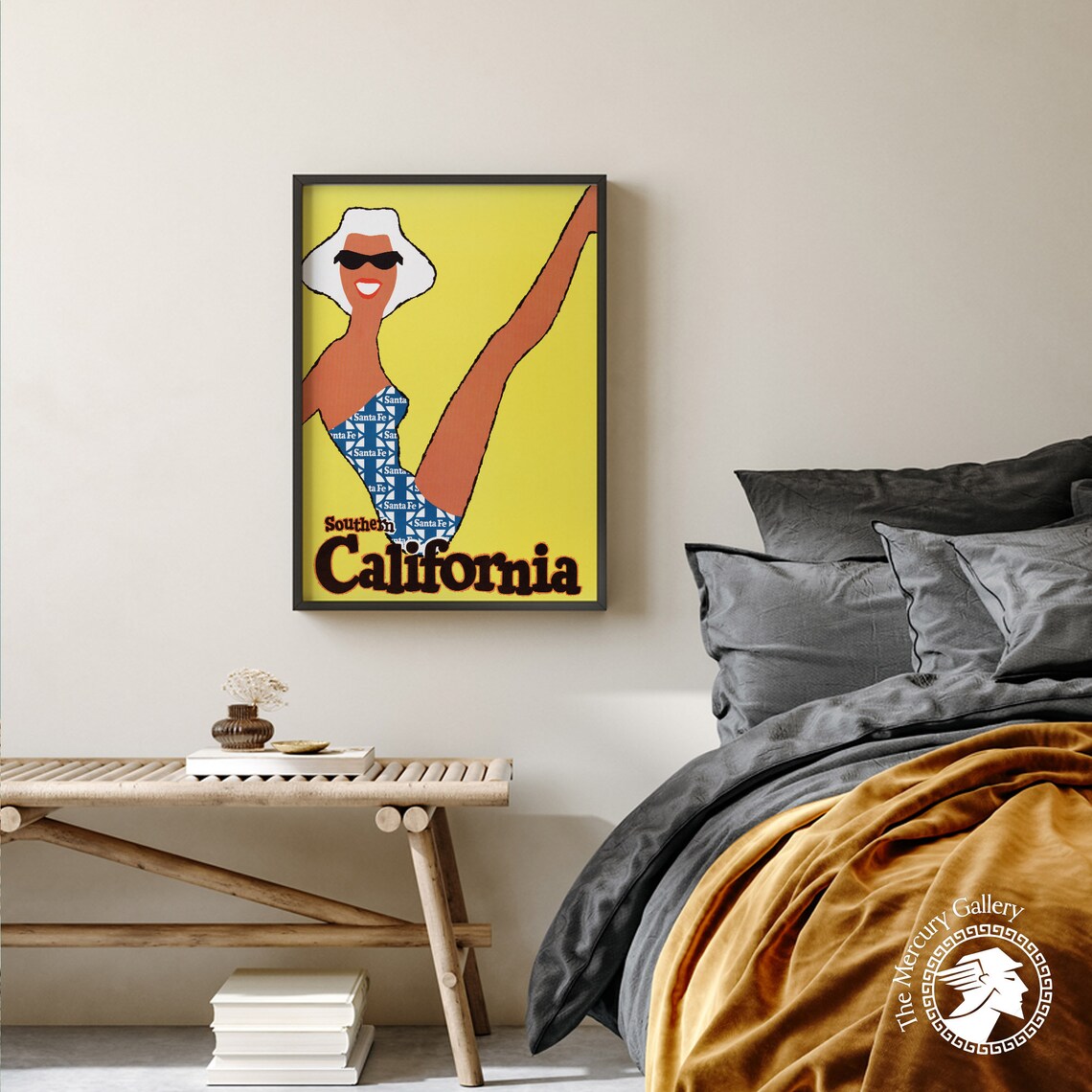 Southern California Vintage Swimsuit Kick Retro Santa Fe Travel Poster - Image 2