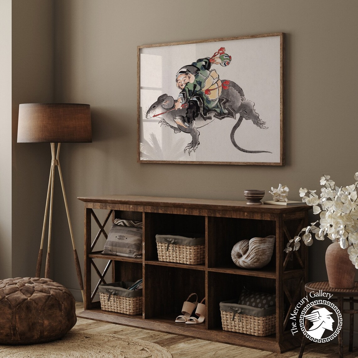 Hokusai Daikoku Riding Giant Rat Japanese Lucky God Art Poster - Image 2
