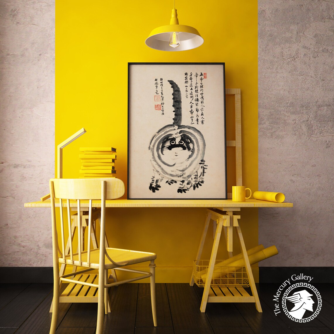 Japanese Tiger Cat Vintage Wabi Sabi Art Print - Image 4