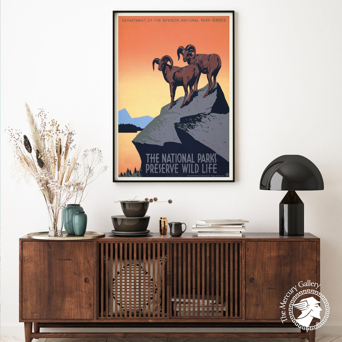 National Parks Bighorn Sheep Sunset WPA Vintage Wildlife Poster Print - Image 5