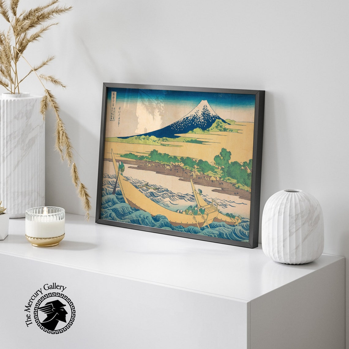 Hokusai Tago Bay Boats Waves Mount Fuji Japanese Woodblock Poster - Image 2