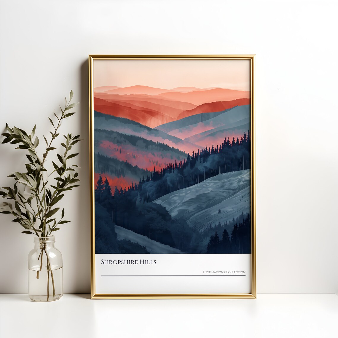 Misty Sunrise Shropshire Hills Poster The Wrekin Wall Art Shropshire Hills English Countryside Print Illustration Landscape Art - Image 2