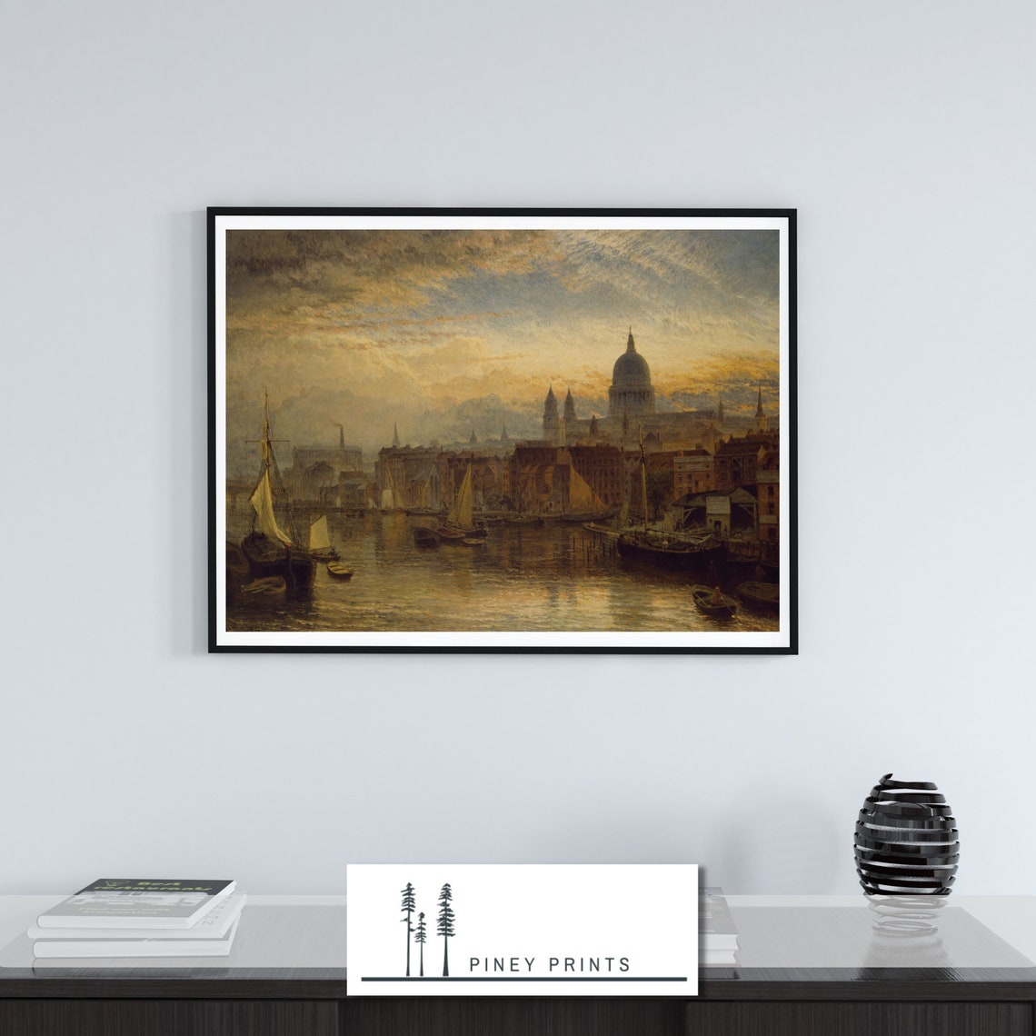 St Pauls Cathedral Vintage London Thames Sunset Cityscape Poster - Image 4