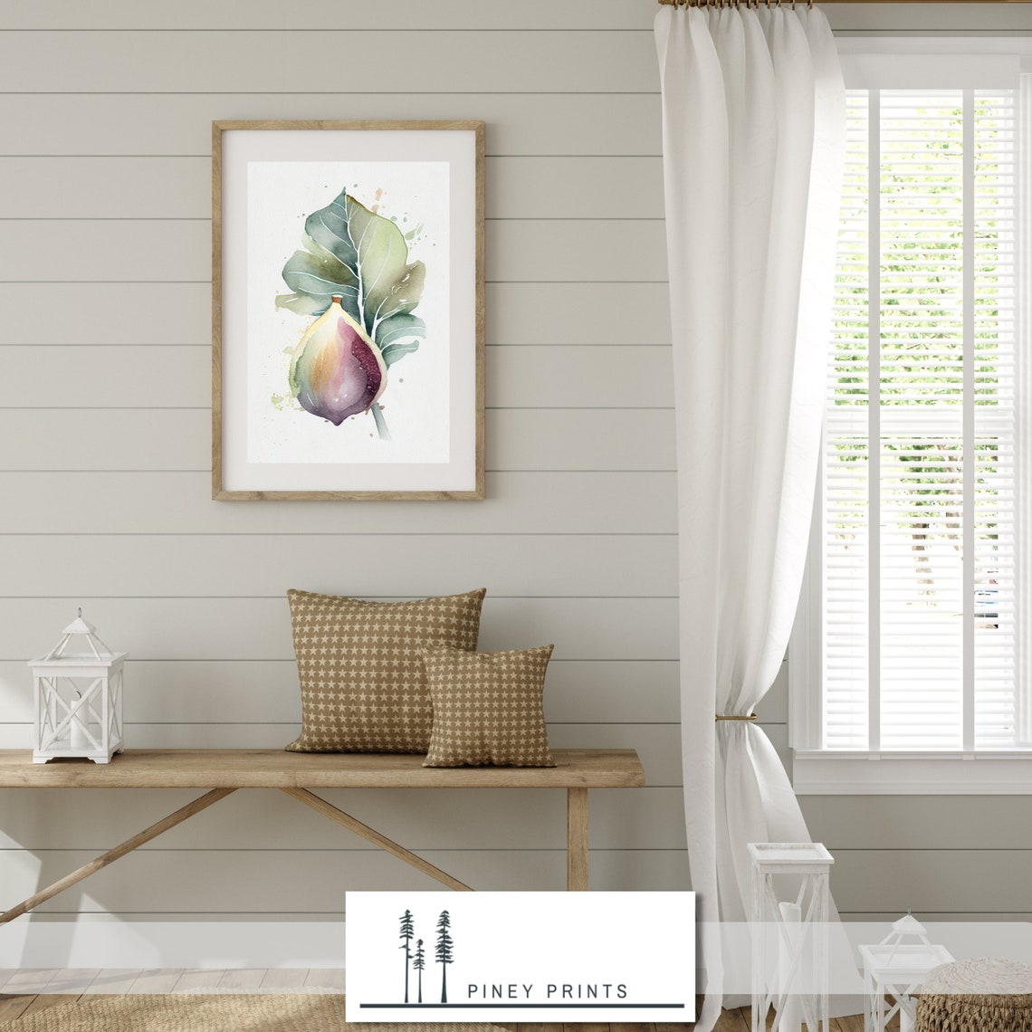 Watercolor Fig Fruit Botanical Ripe Fig Leaf Kitchen Wall Decor Poster - Image 2