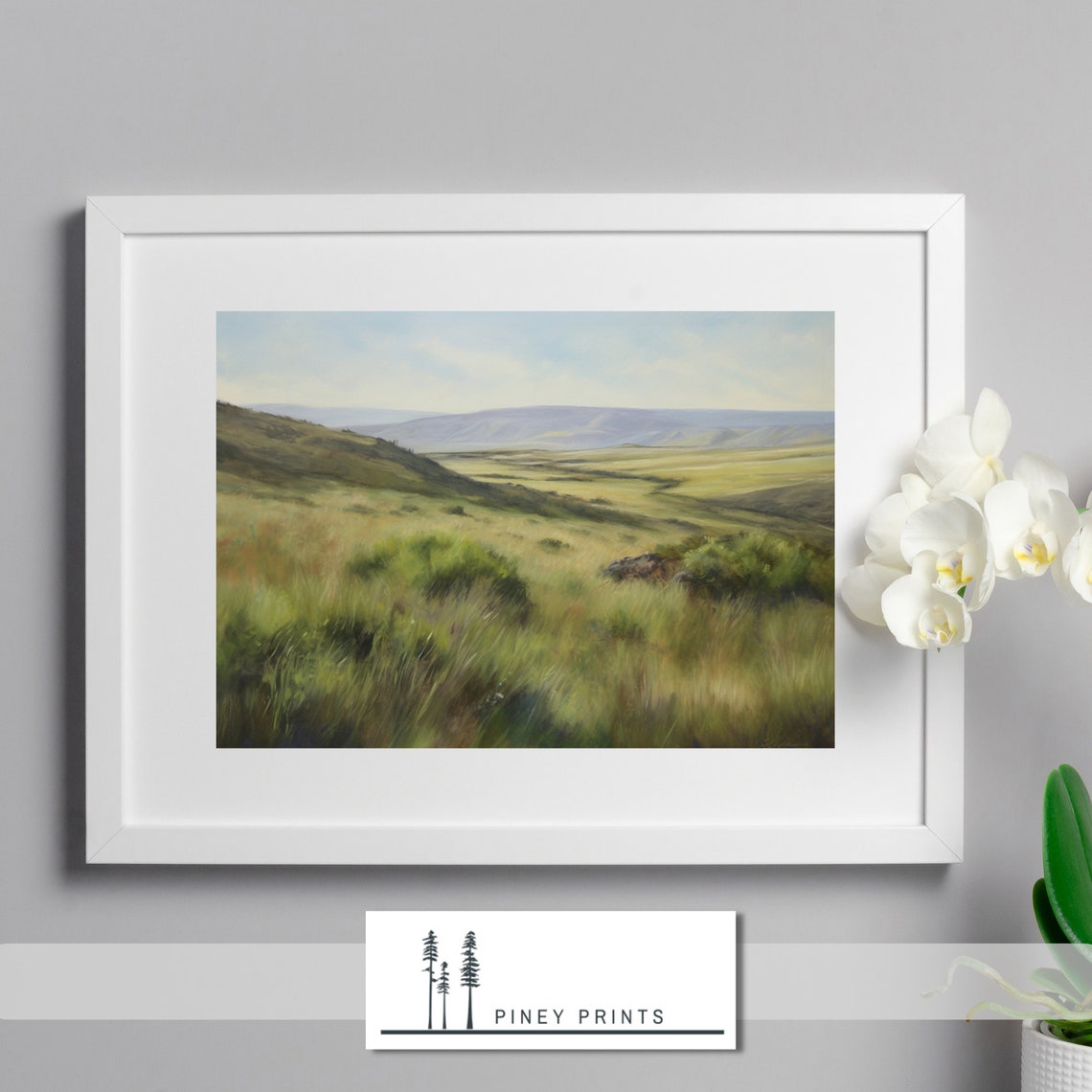 Grassy Western Impressionist Landscape Painting Rolling Hills Poster - Image 2