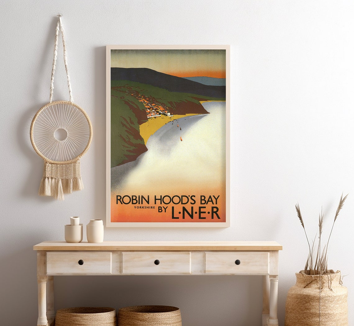 Robin Hoods Bay Yorkshire LNER Railway Coastal Sunset Travel Poster - Image 4