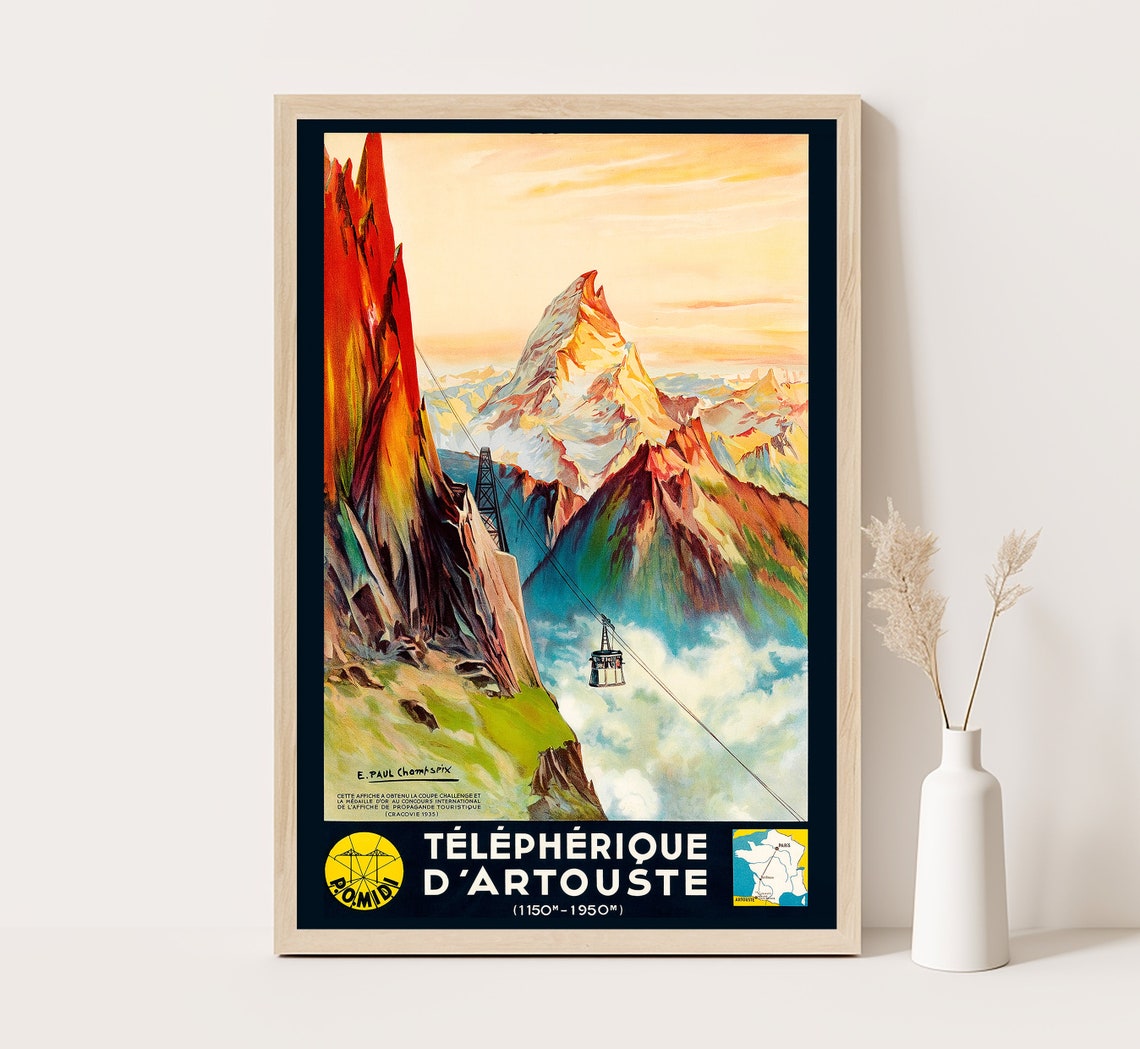 Telepherique d Artouste French Pyrenees Cable Car Sunset Travel Poster