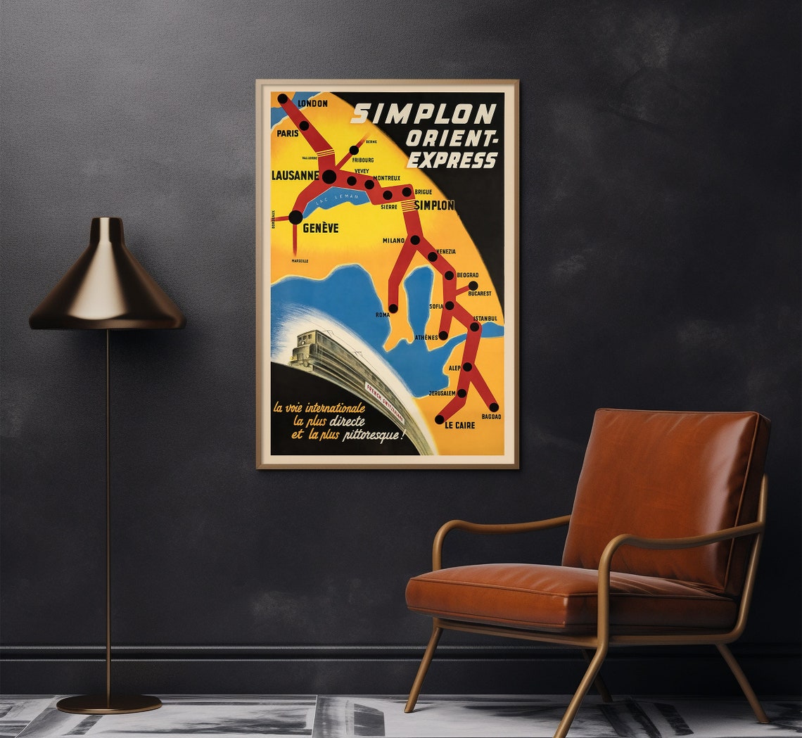 Simplon Orient Express Europe Route Map London Istanbul Train Poster - Image 2