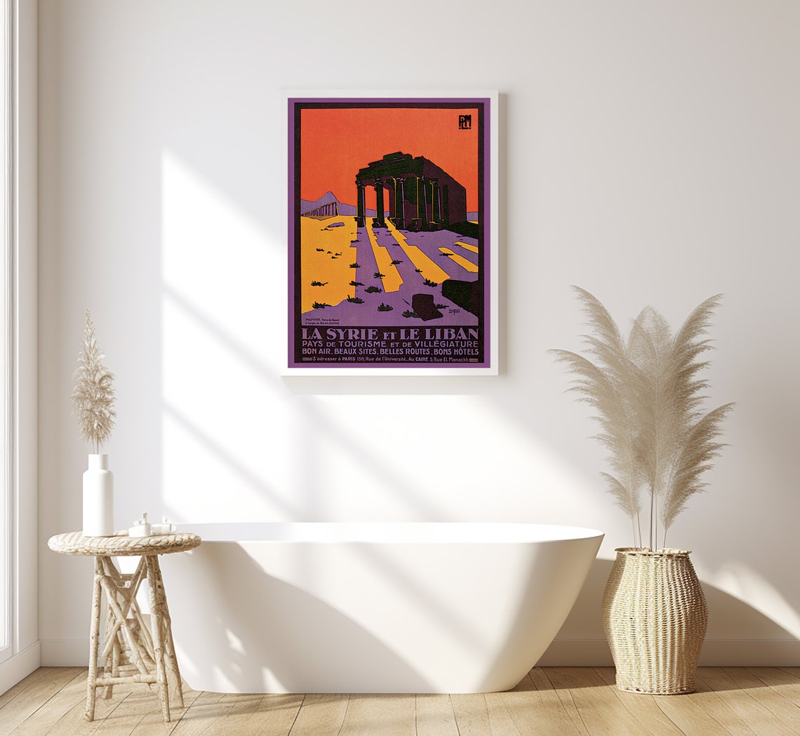 La Syrie Et Le Liban Palmyra Baalshamin Ruins Desert Travel Poster - Image 2