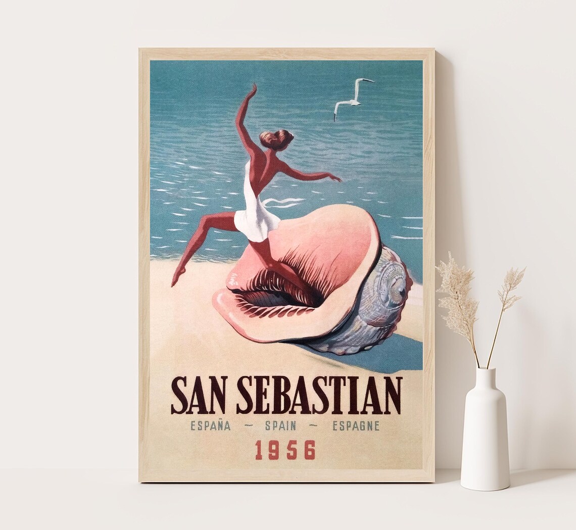 San Sebastian Spain Vintage Travel Poster, Europe