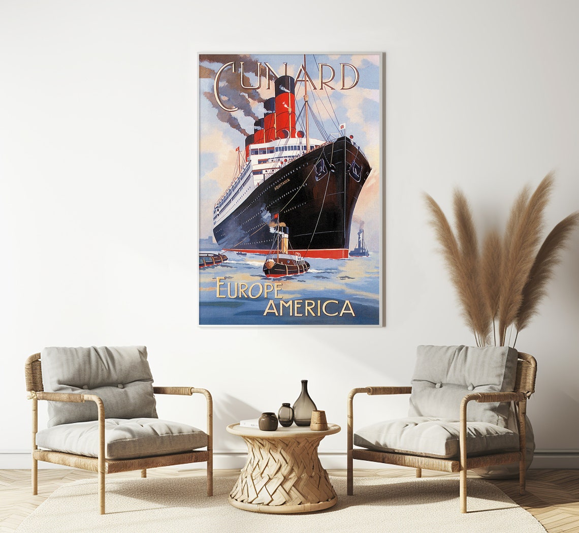 Cunard Line Aquitania Ship Europe America Vintage Ocean Liner Poster - Image 3
