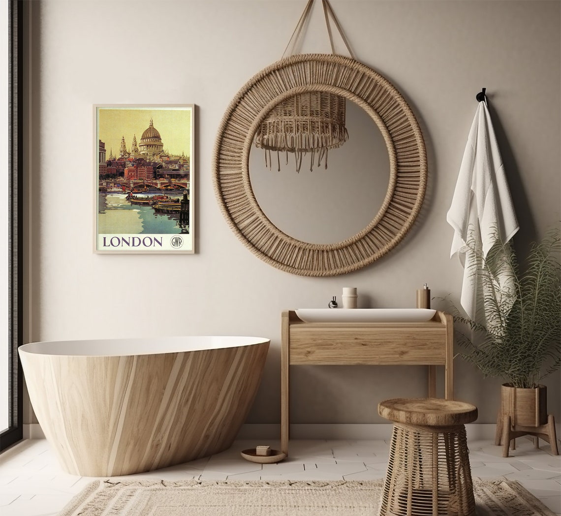 London St Pauls Cathedral Thames River Vintage Travel Poster - Image 2