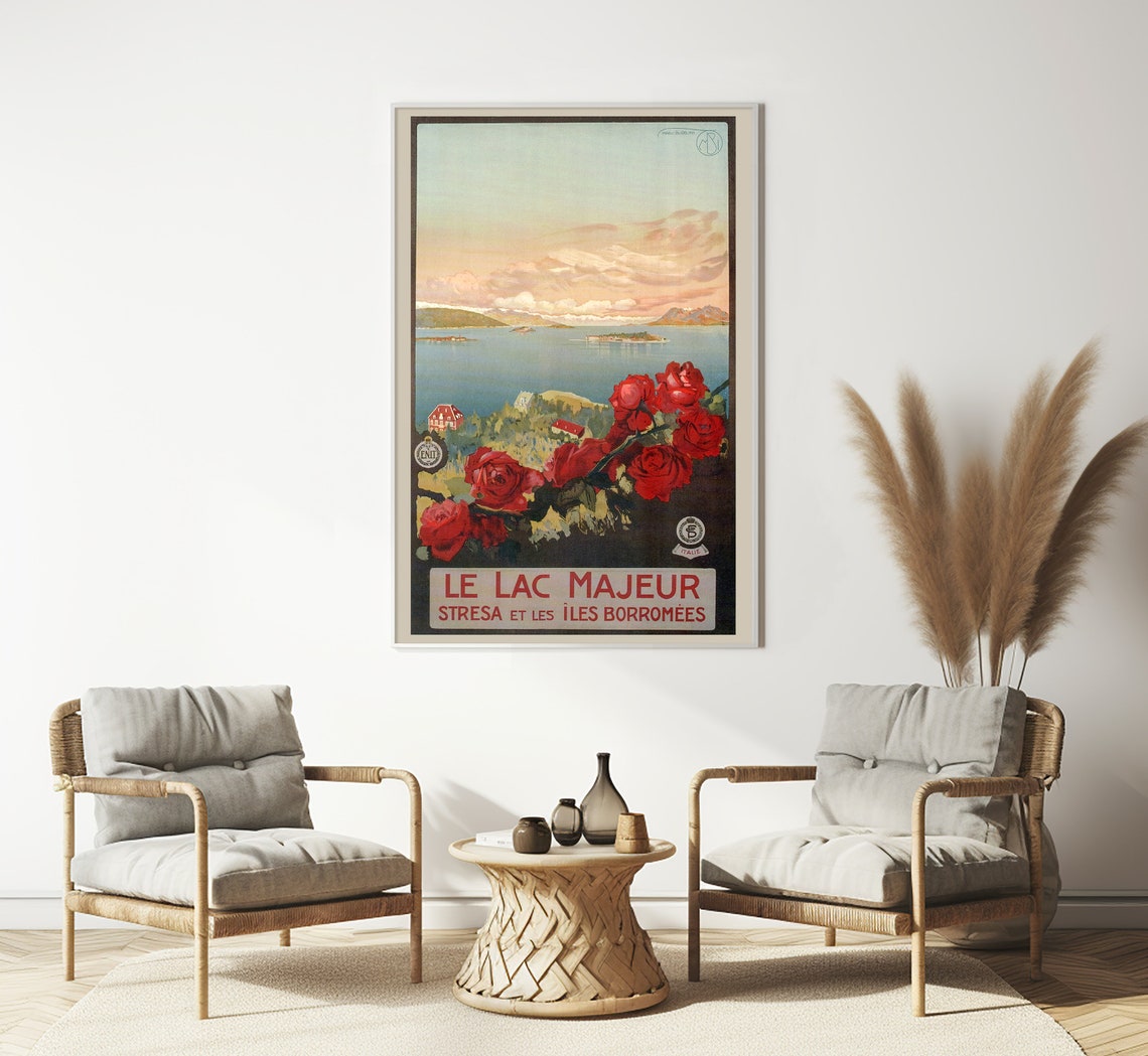 Le Lac Majeur Stresa Borromean Islands Italy Red Roses Travel Poster - Image 3