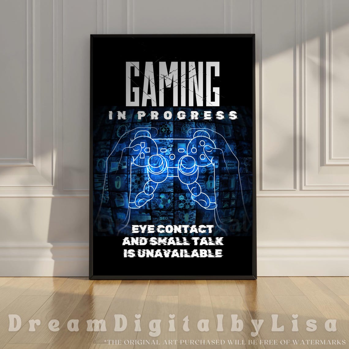 Gaming Poster Gaming Prints Blue Gaming Teenage Gamer Gift Kids Gaming Gifts Games Room Wall Art Gamer Boy