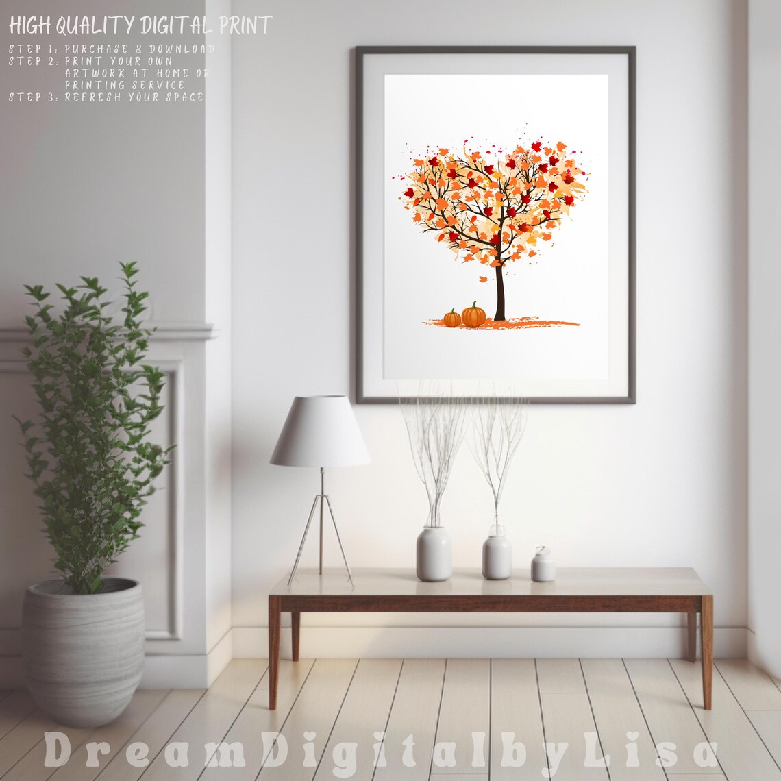 Autumn Heart Tree Fall Decor, Wall Art Print - Image 2