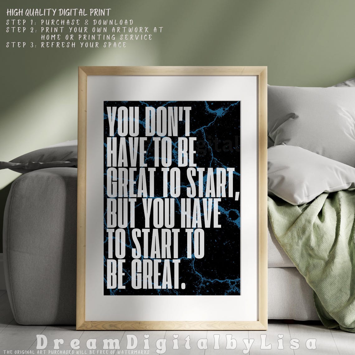 You Dont Have to Be Great to Start Inspirational Gym Quote Poster - Image 2
