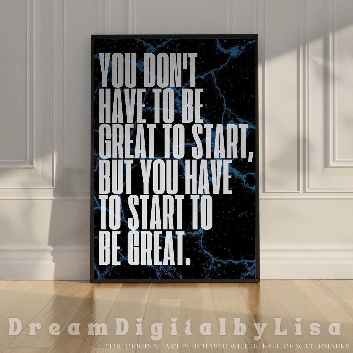 You Dont Have to Be Great to Start Inspirational Gym Quote Poster