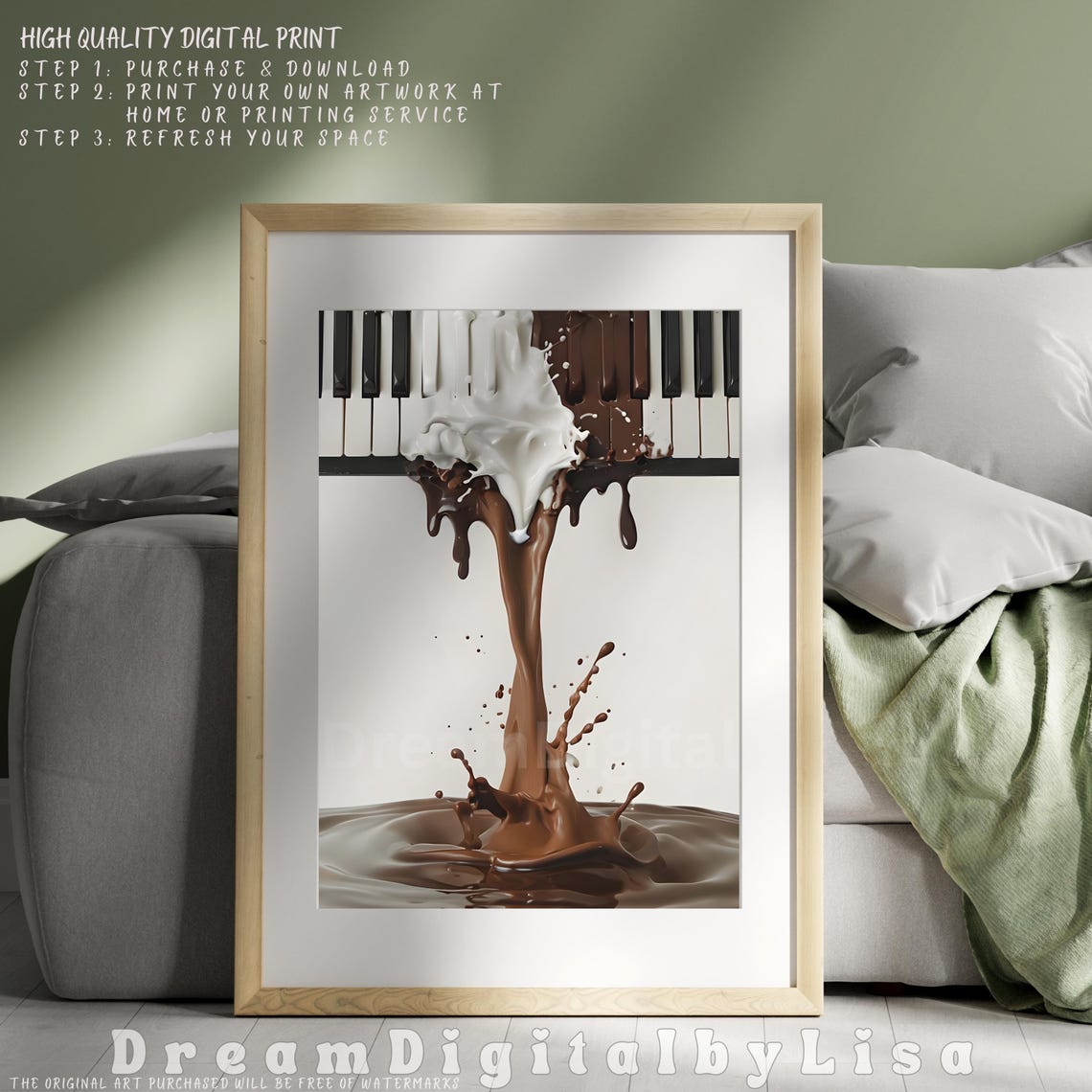 Chocolate Piano Keys Music Lover Poster Melting Chocolate Art Dessert Walls Gifts For Musicians Piano Musical Gifts Print - Image 3