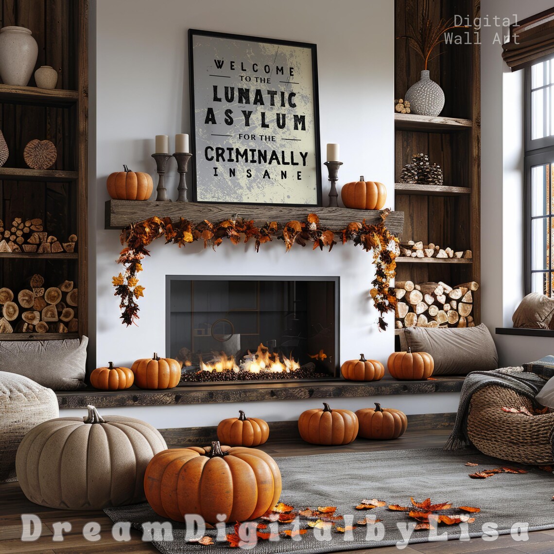 Lunatic Asylum For The Criminally Insane Halloween Sign Poster - Image 2