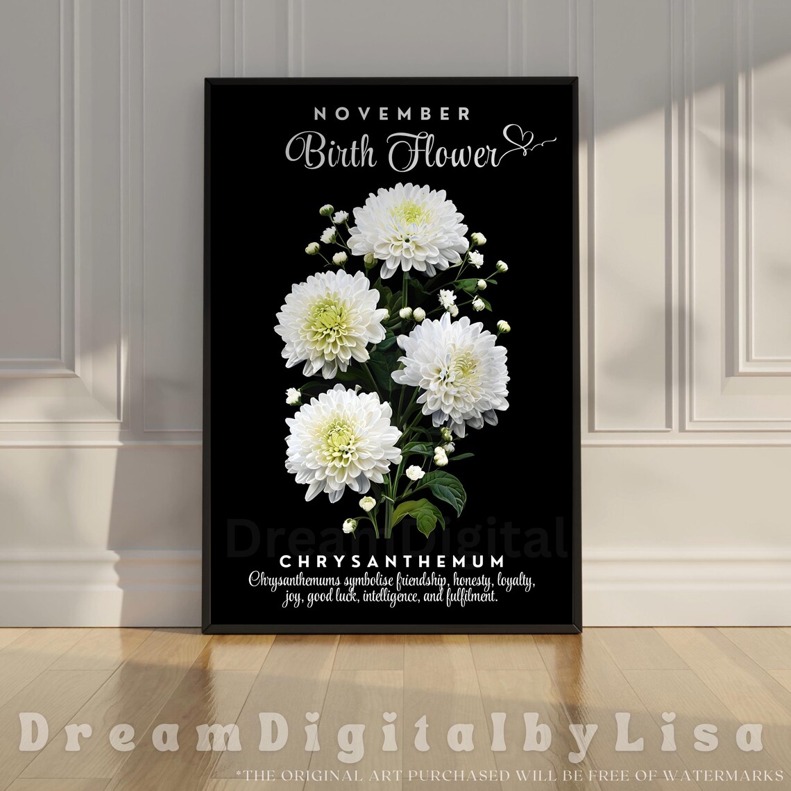 November Birth Flower Chrysanthemum Illustration