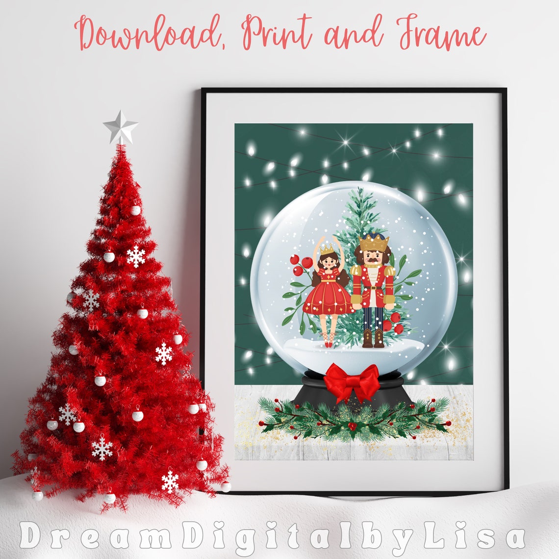 Nutcracker Snow Globe Ballerina Christmas Ballet Holiday Scene Poster - Image 2