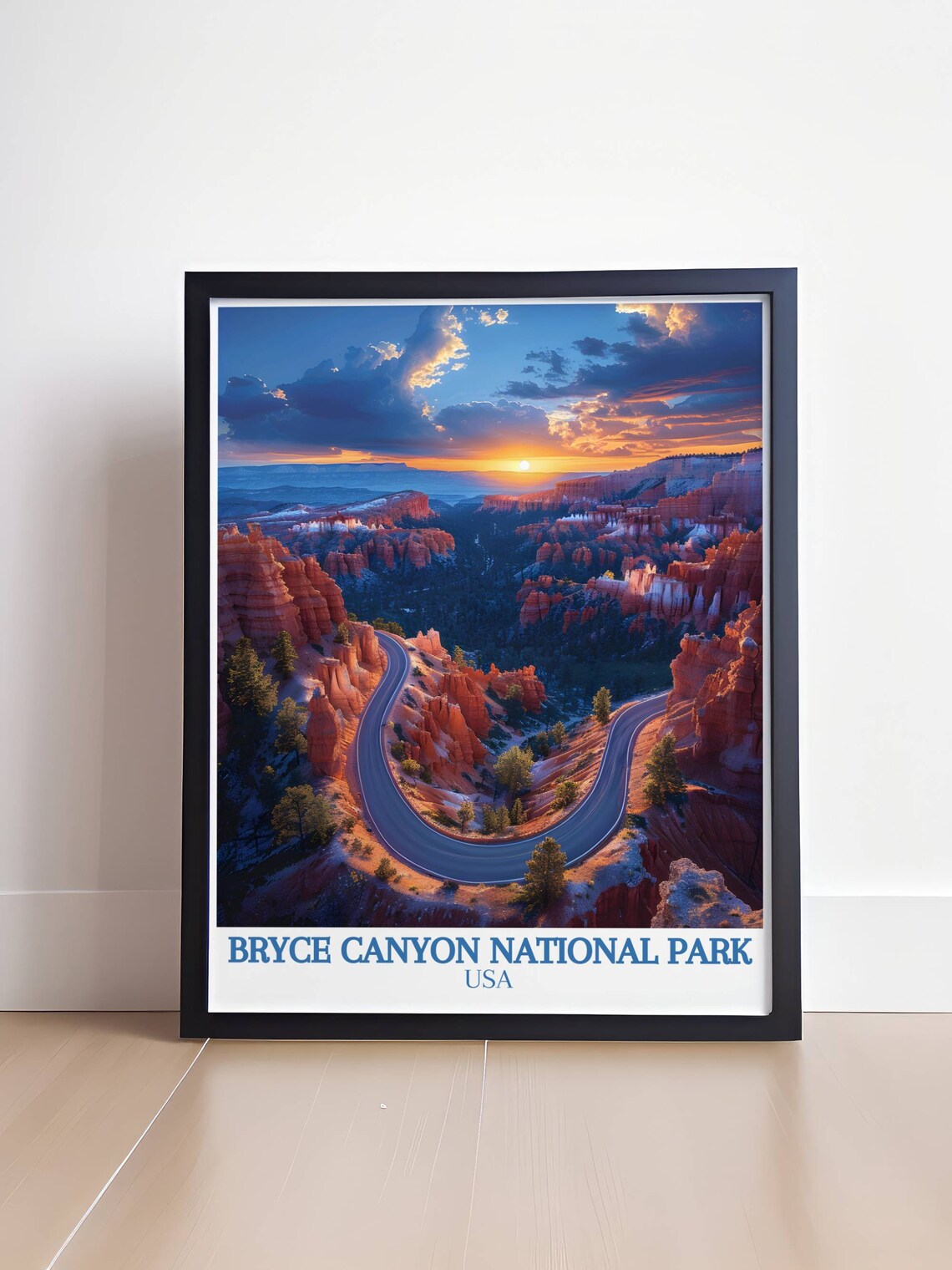 Bryce Canyon National Park Sunset Winding Road USA Travel Poster - Image 4