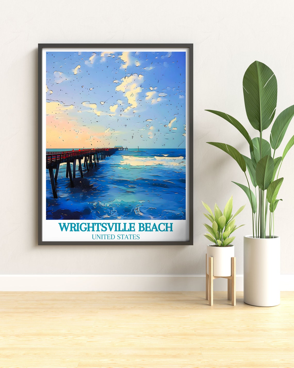Wrightsville Beach Wall Art Travel Print From Wrightsville Johnnie Mercers Pier Art Print Wrightsville Beach Travel Poster - Image 3