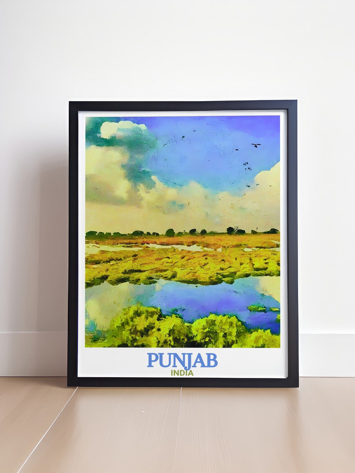 Punjab India Harike Wetland Bird Sanctuary Impressionist Poster - Image 4