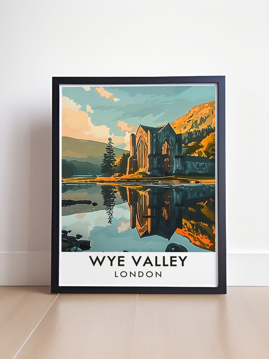 Wye Valley Tintern Abbey Ruins With River Reflections Poster - Image 4