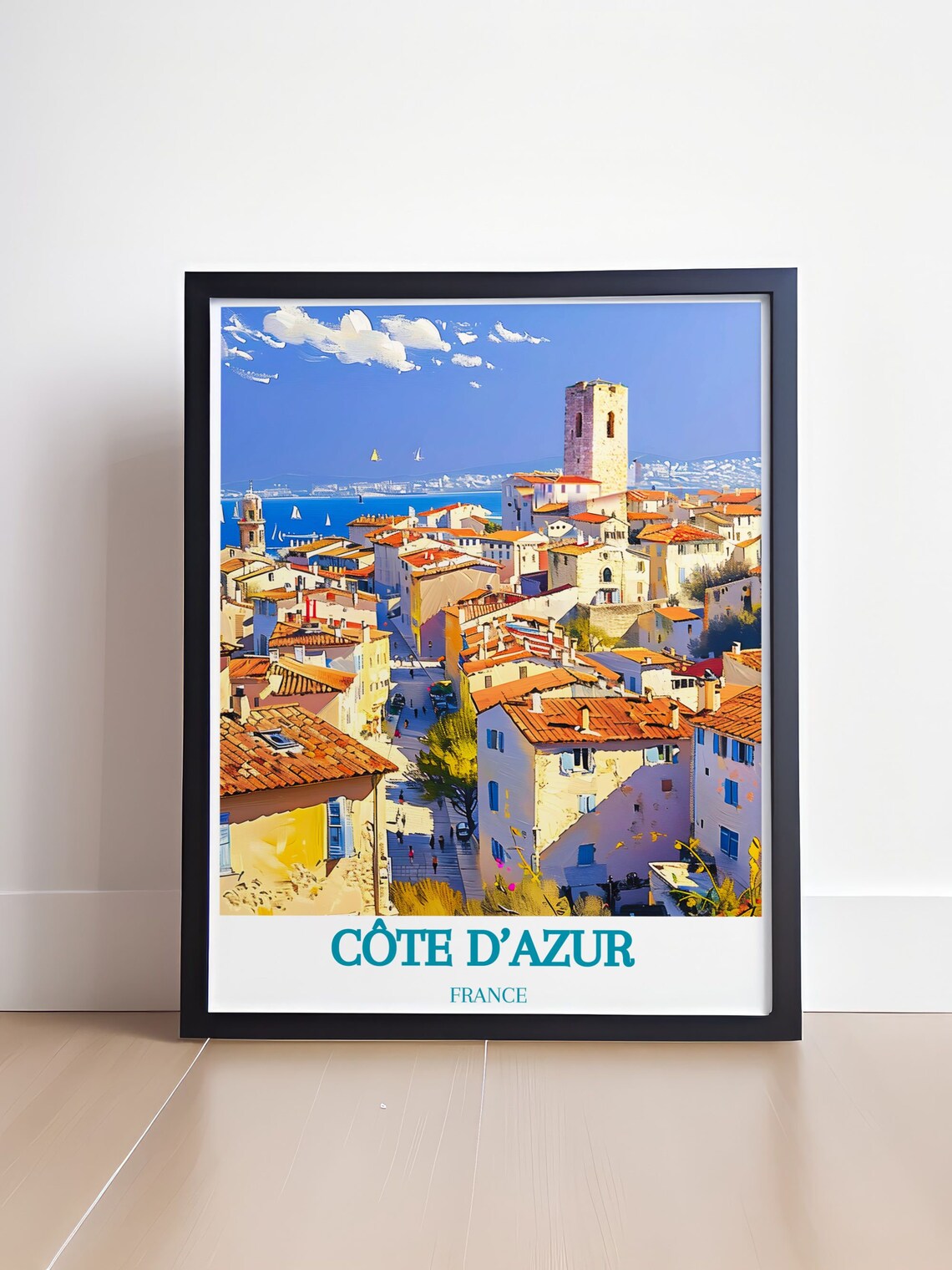 Côte d'Azur France Hilltop Village Church Tower Riviera View Poster - Image 4
