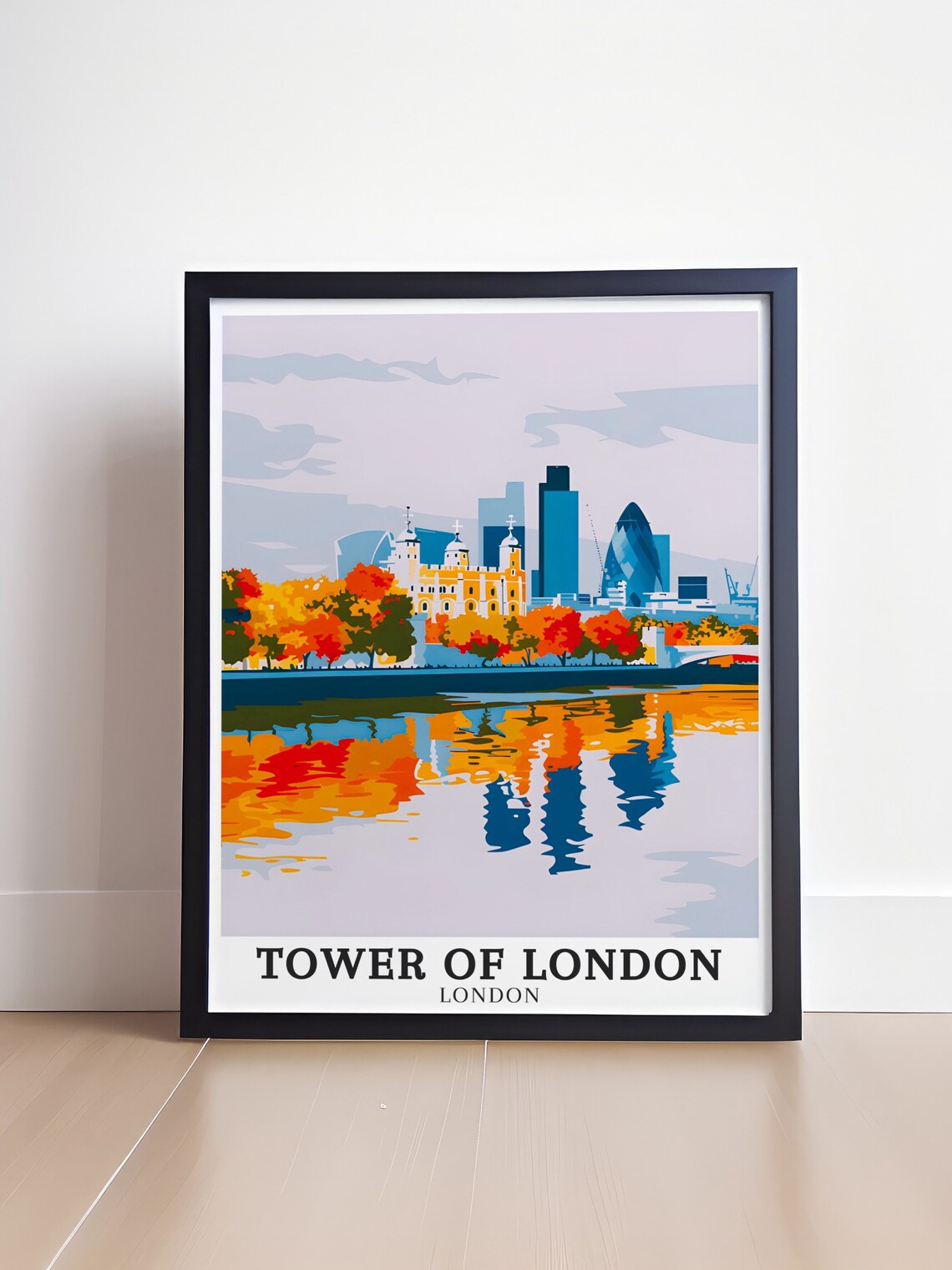 Tower Of London Colorful Riverside Skyline Autumn Thames View Poster - Image 4