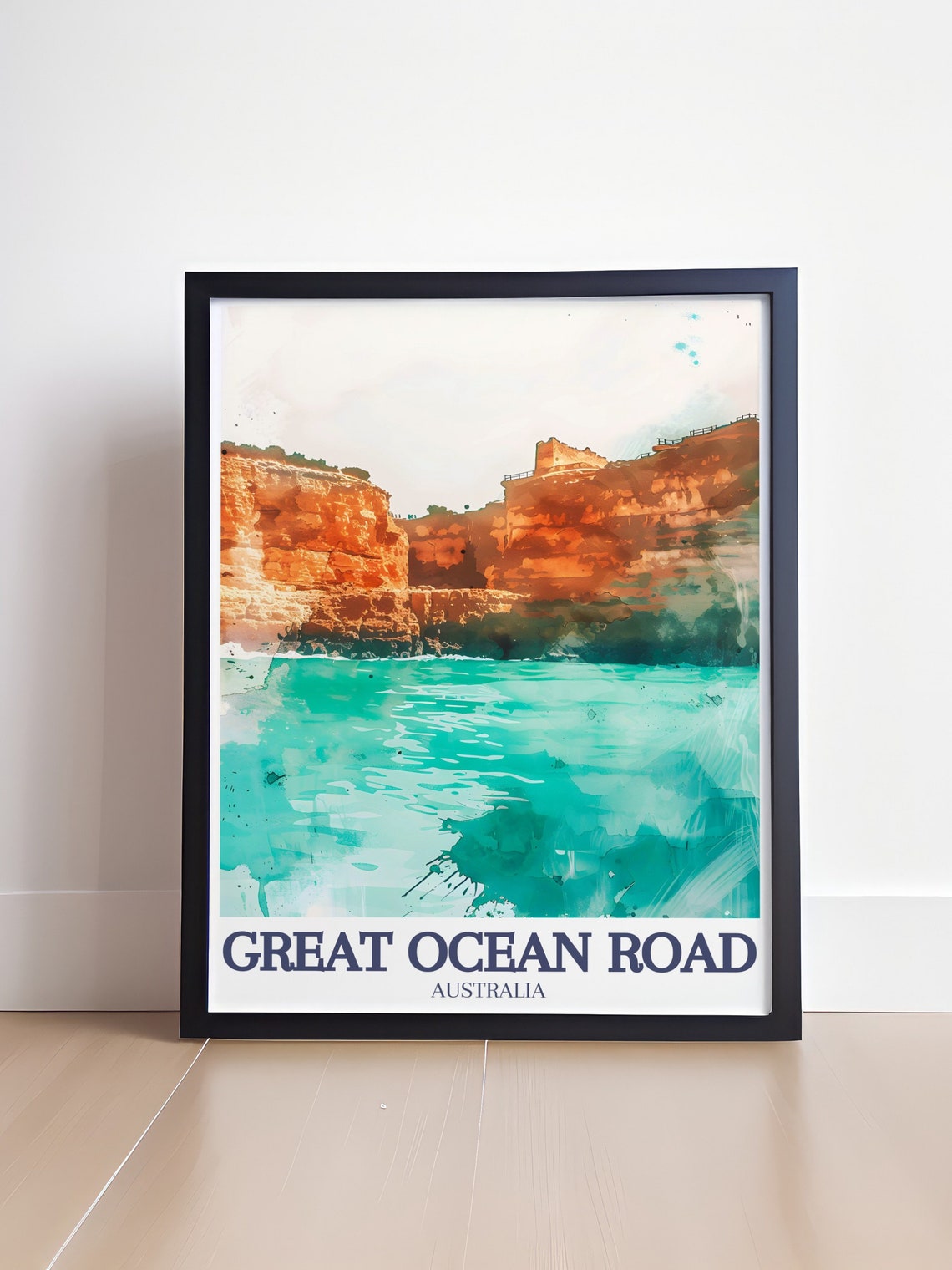 Great Ocean Road Loch Ard Gorge Turquoise Water Watercolor Poster - Image 4