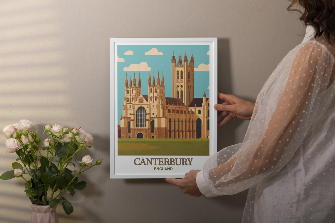 Canterbury Cathedral Gothic Spires England Historic Travel Poster - Image 4