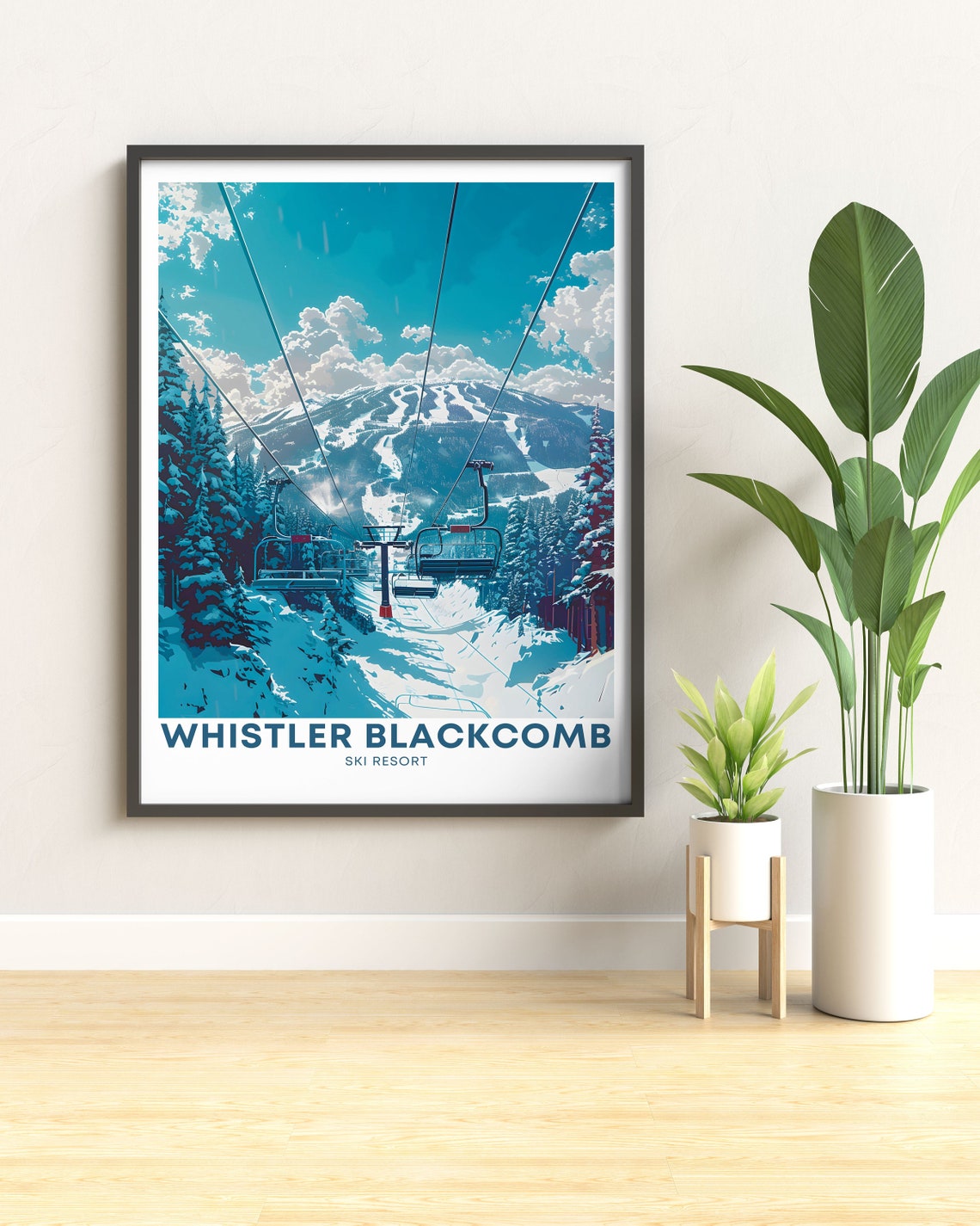 Whistler Blackcomb Ski Print Whistler Peak Chair Lifts Poster Whistler Skiing Poster Whistler Ski Lift Wall Art - Image 3