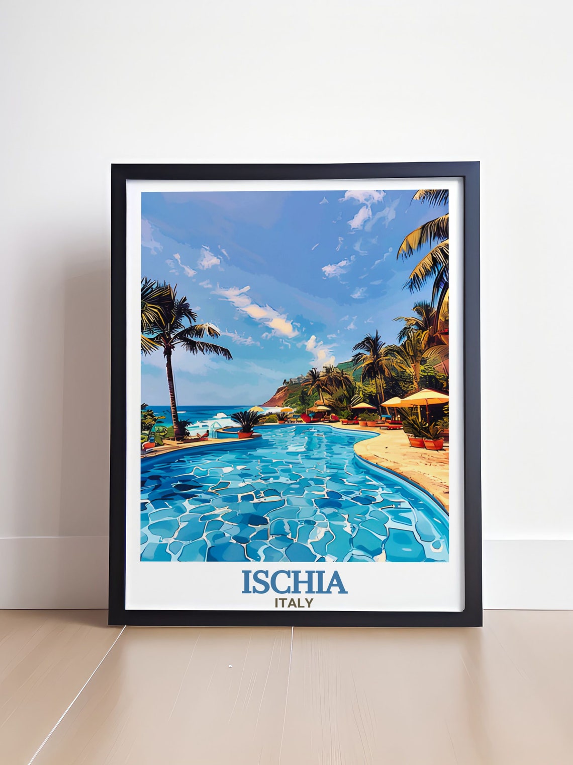Ischia Italy Thermal Pool Palm Trees Tropical Resort Retreat Poster - Image 4
