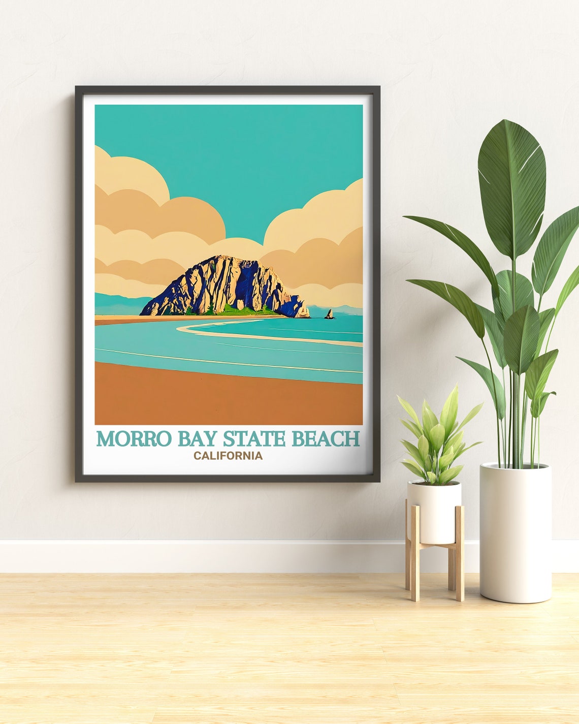 Morro Bay State Beach California Iconic Morro Rock Sunset Poster - Image 3
