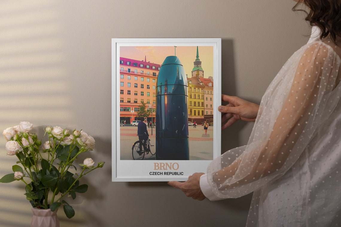 Brno Square Capsule Sculpture City Center Czech Republic Poster - Image 2