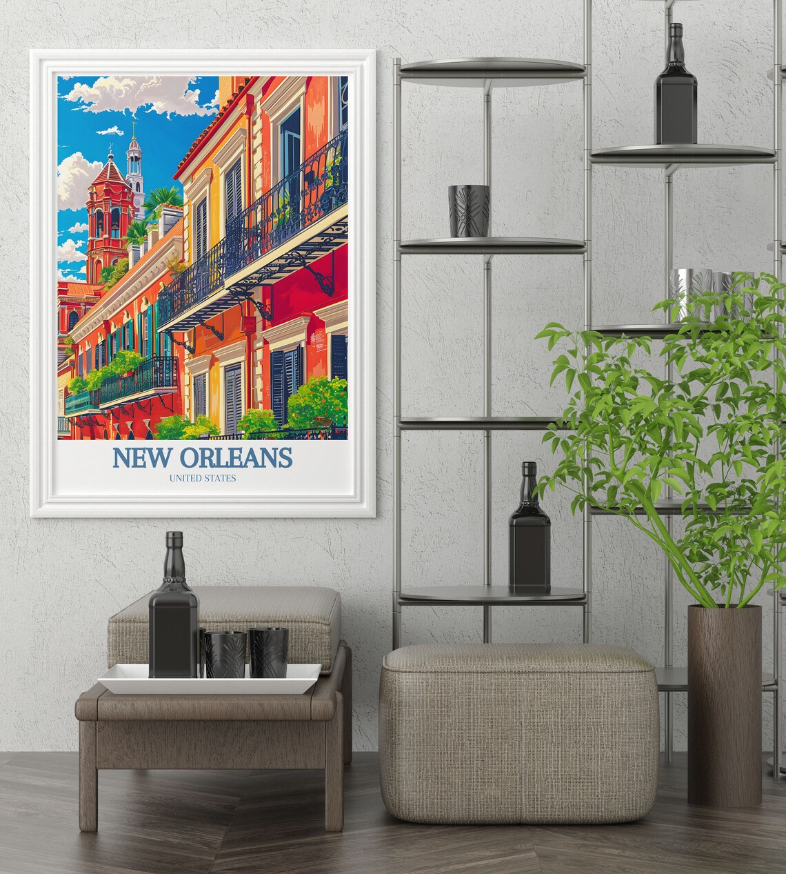 New Orleans United States Travel Poster Colorful French Quarter - Image 3