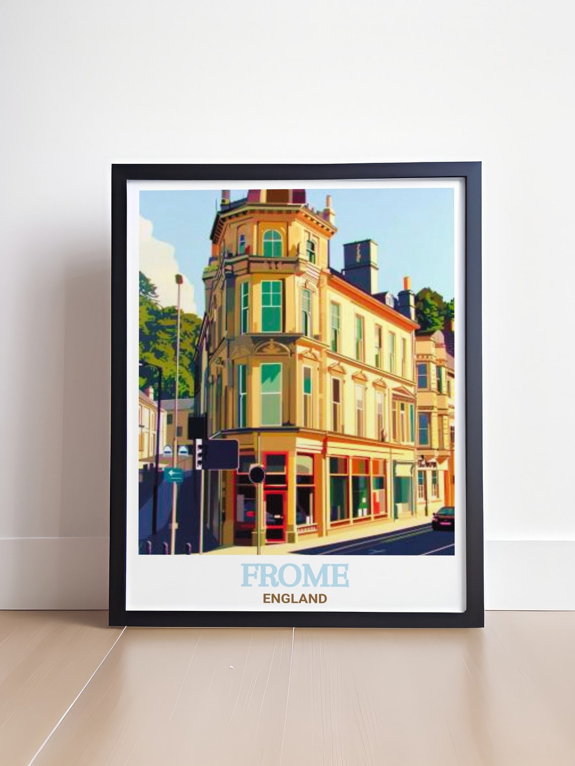 Frome England Historic Victorian Corner Building Street View Poster - Image 4