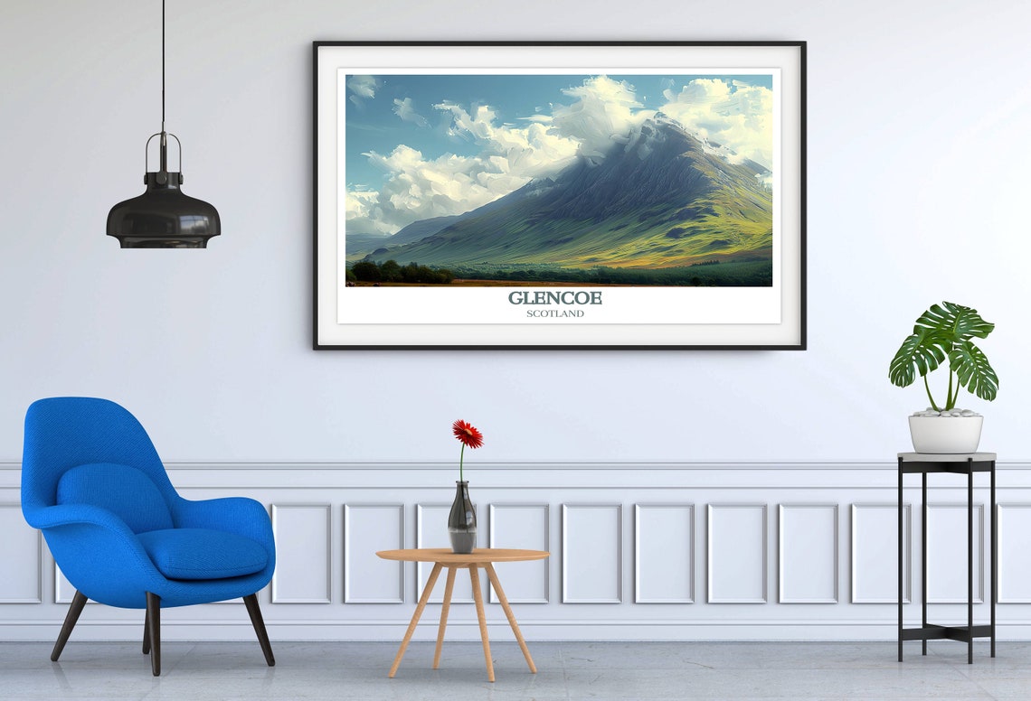 Glencoe Scotland Misty Mountain Peak Cloudscape Travel Poster - Image 2