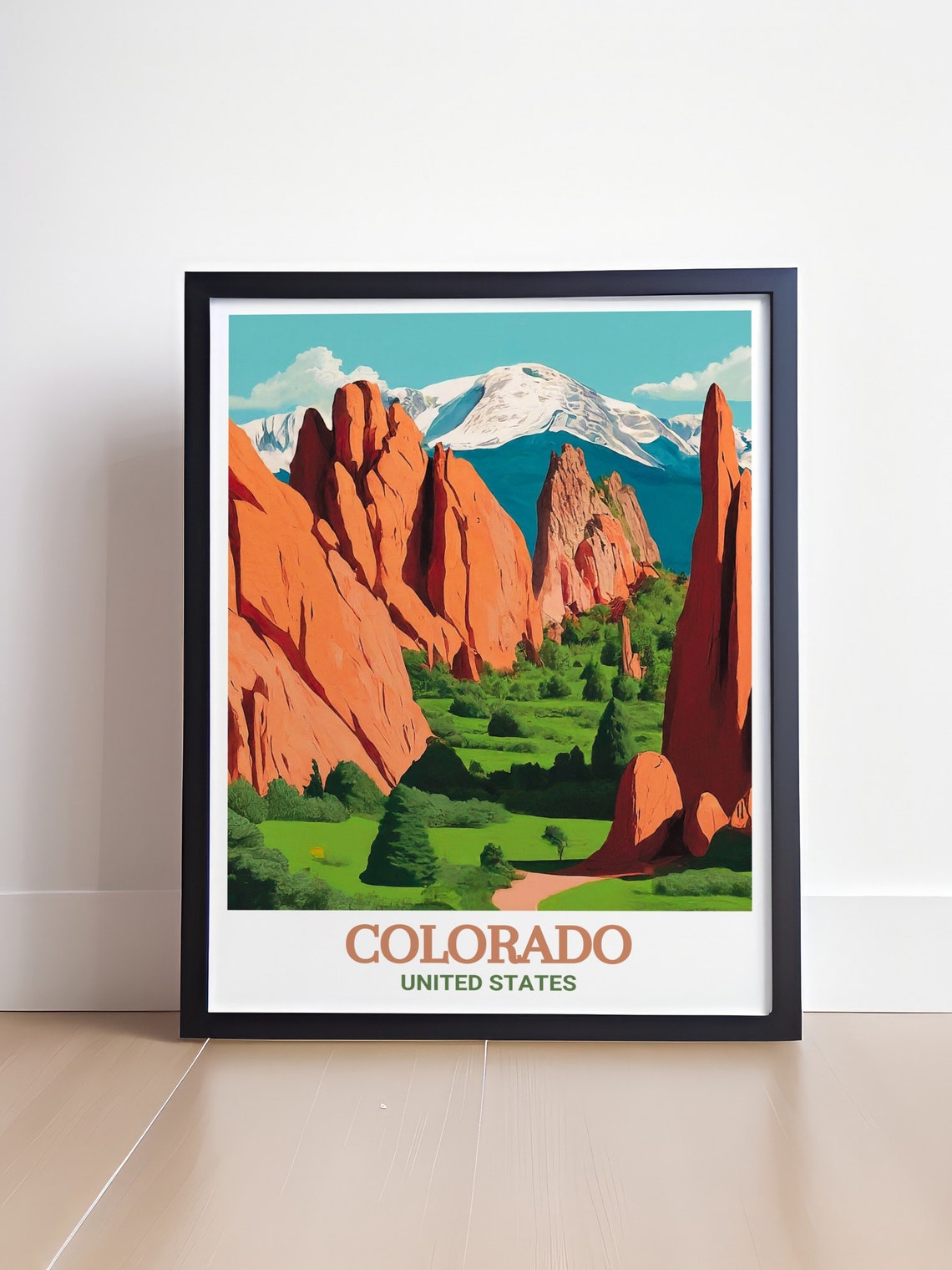 Colorado Travel Print Rocky Garden Of The Gods Art Rocky Garden Of The Gods Colorado Wall Art Rocky Garden Of The Gods Travel Poster - Image 4