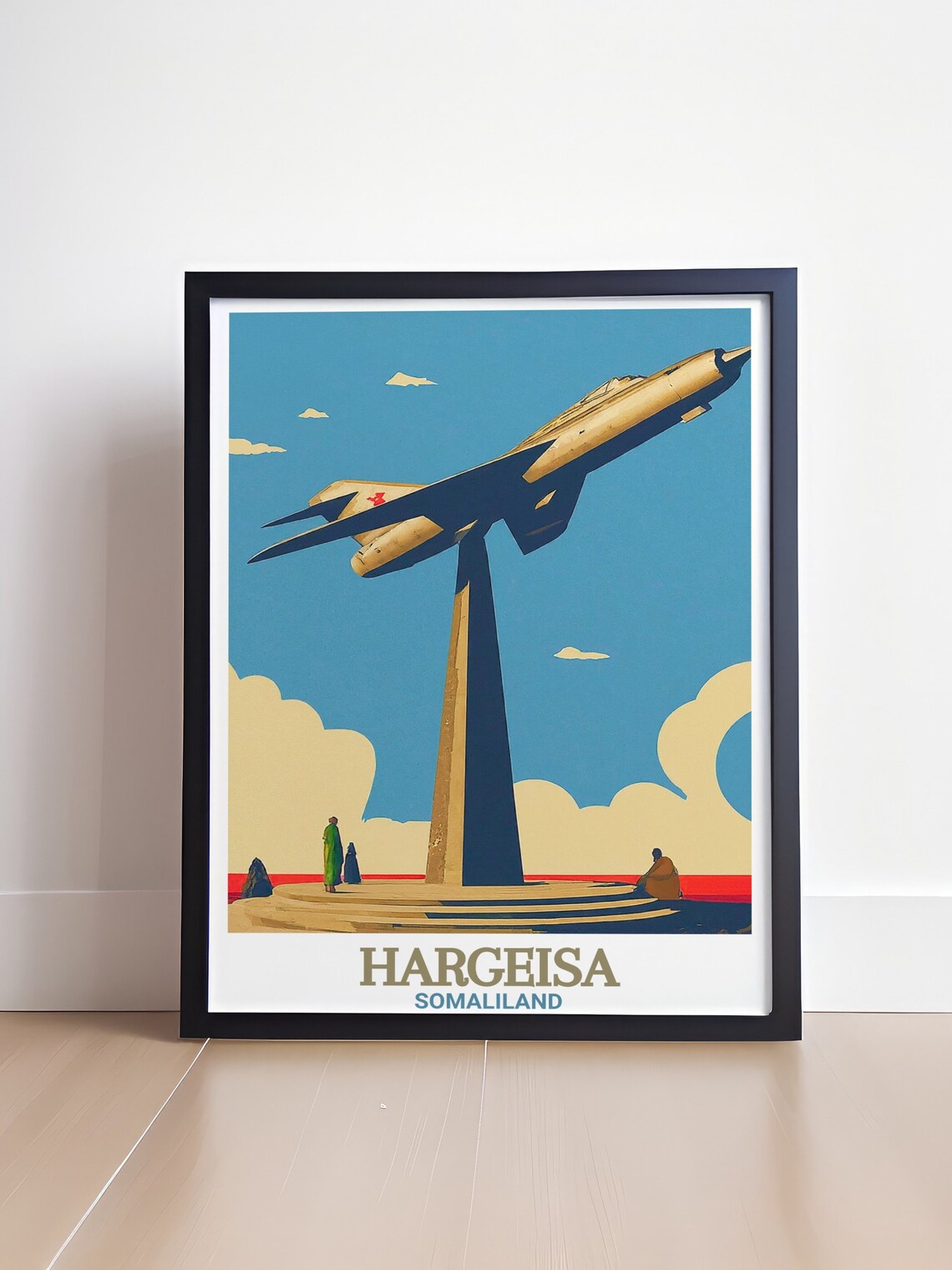 Hargeisa Somaliland MiG Jet Monument Landmark Vintage Travel Poster - Image 4