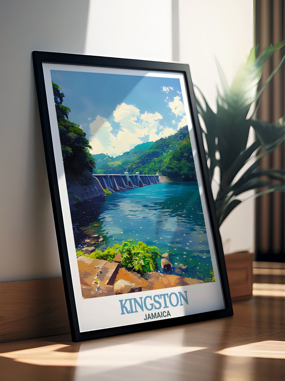 Kingston Jamaica Hermitage Dam Reservoir Green Mountains Poster - Image 3