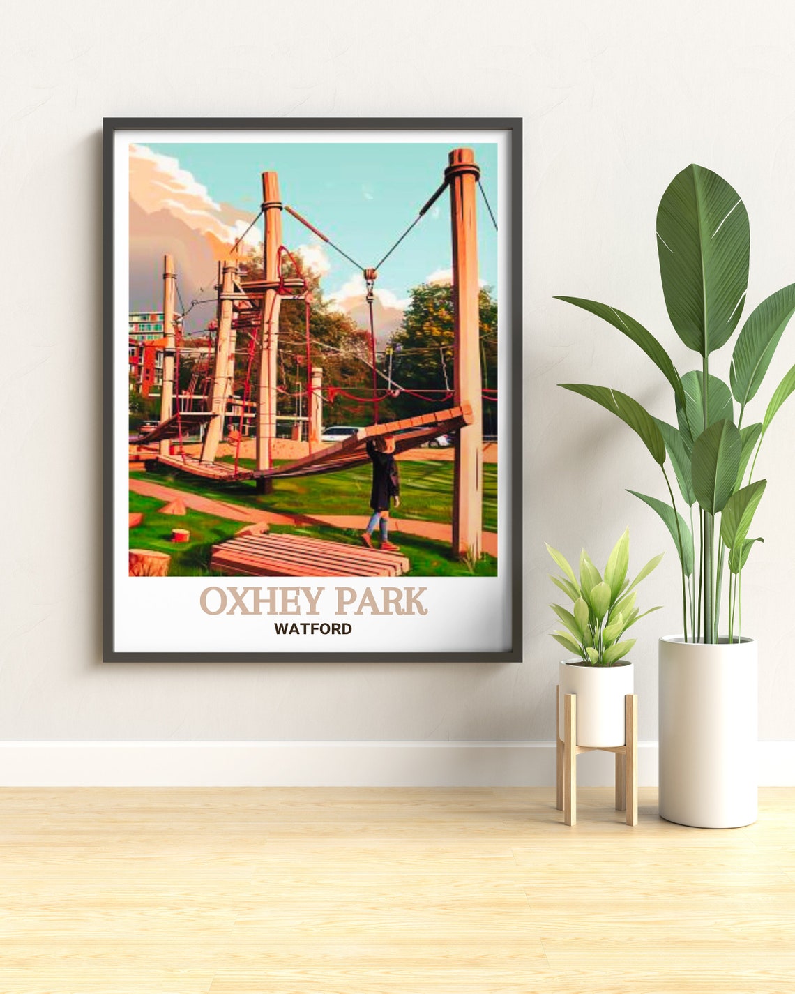 Oxhey Park Watford Playground Climbing Frame Sunny Day Poster - Image 3